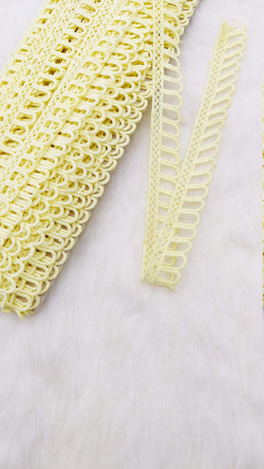 9 Yards Yellow Embroidery Cotton Lace Trim, Approx. 20mm Wide, Fringe Trim